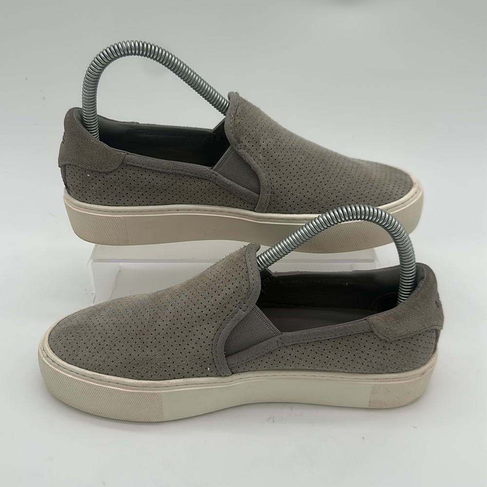 UGG Shoes Women 6.5 Abies Perforated Platform Slip On Sneaker 1108631 Gray Suede - Picture 2 of 14